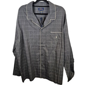 Polo Ralph Lauren Plaid Pajama Sleep Shirt PJ Sleepwear Lounge Gray Men's XL NWT